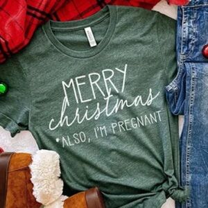 Merry Christmas Pregnancy announcement tshirt
